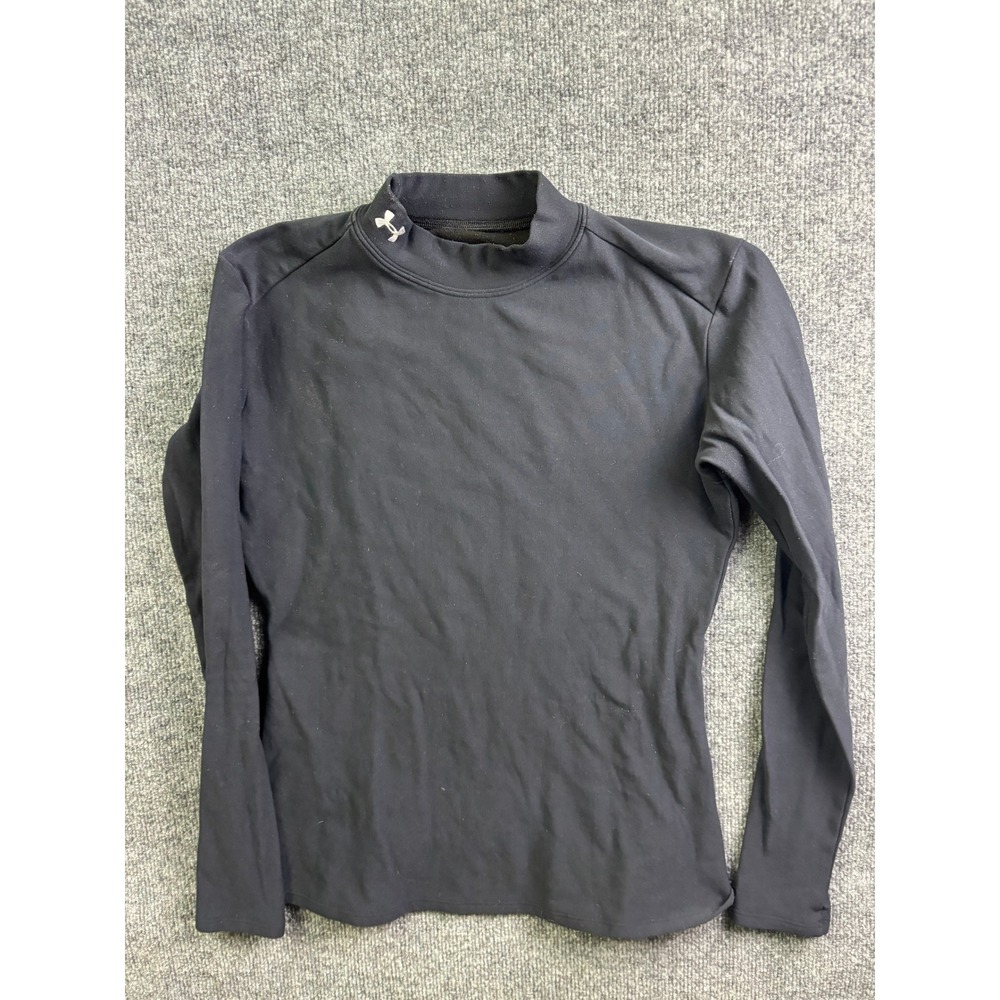Under Armour ColdGear Mock Neck Top Women Large Black‎ Long Sleeve Compression